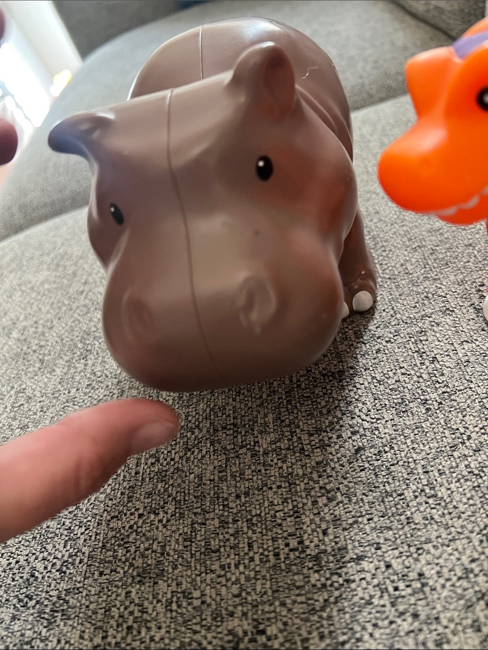 Orange Dinosaur and Brown Hippo Plush-Style Toy Duo for Kids - Picture 3 of 5